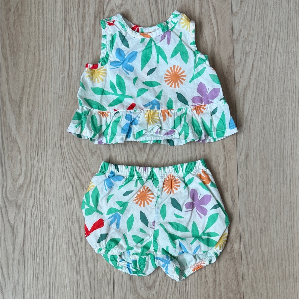 Primary 3-6months Baby Shorts Floral Tank Bloomers Set